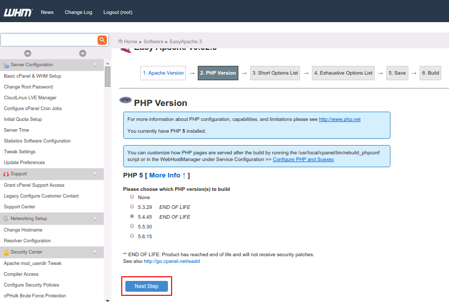 select-php-version