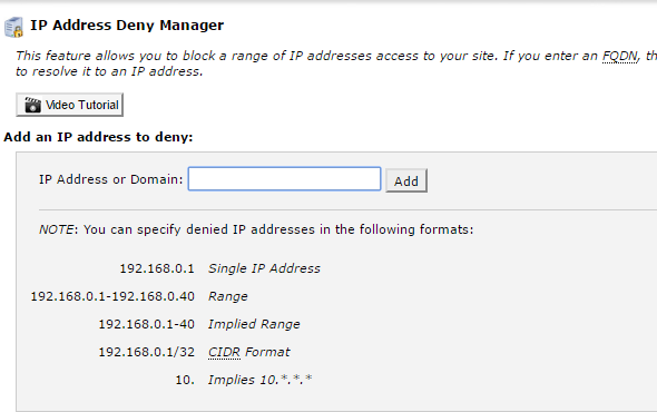 IP address or Domain Deny