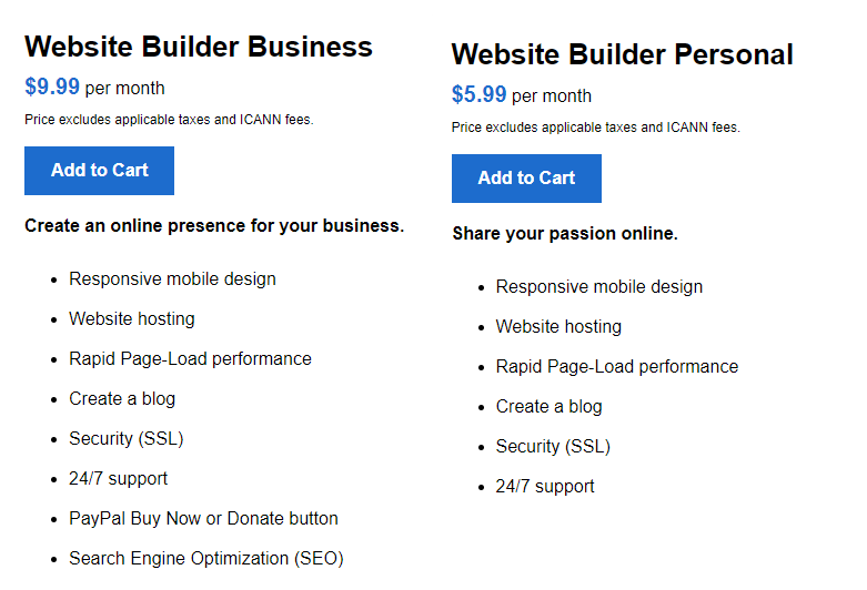 website builder business personnal